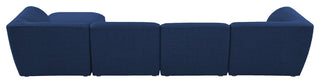 Miramar Linen Textured Fabric  5-Piece Modular L-Shaped Sectional, Navy