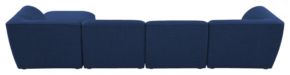 Miramar Linen Textured Fabric  5-Piece Modular L-Shaped Sectional, Navy