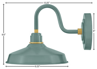 Hinkley Foundry Classic Small 9.5" Gooseneck Barn Light, Sage Green + Brass