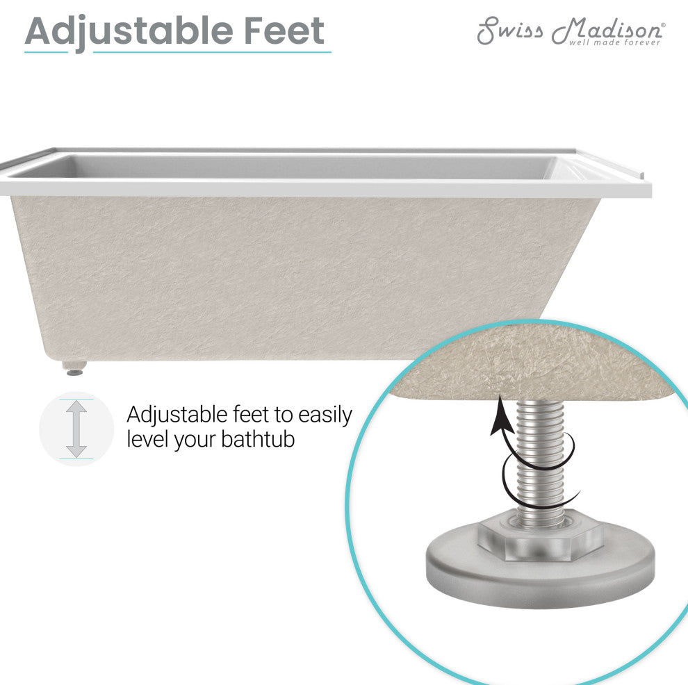 Voltaire Acrylic With Integral Tile Flange, 60"x30", Right Hand Drain