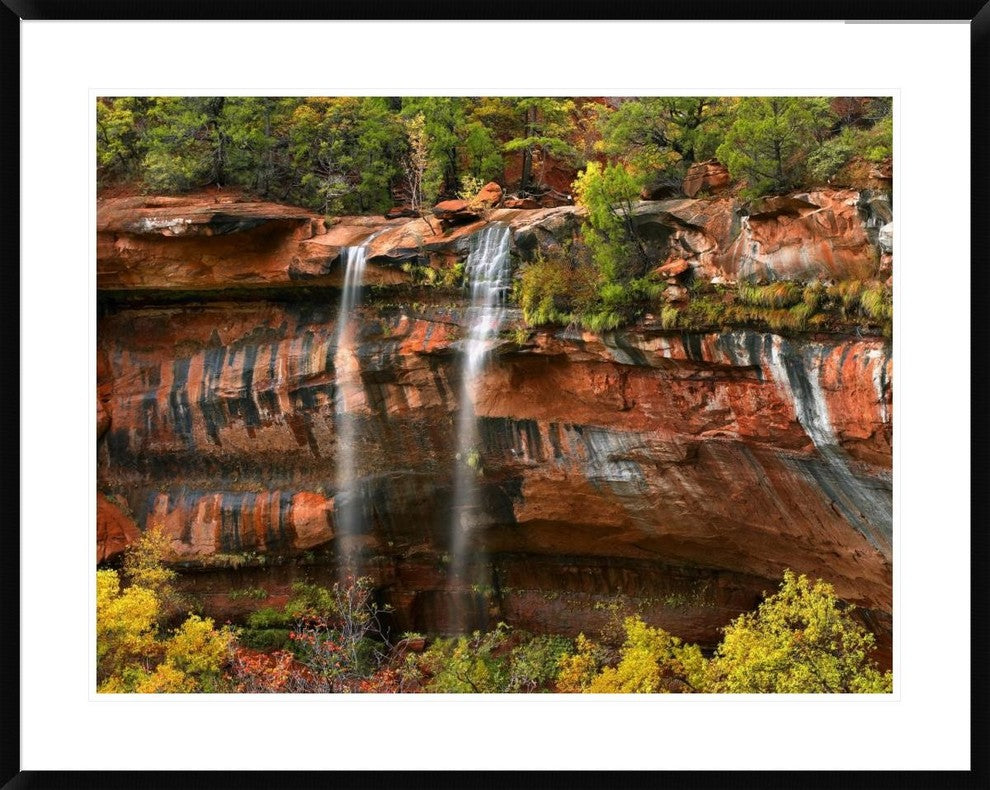 Cascades Tumbling 110 Feet At Emerald Pools, Zion National Park, Utah, 38"x30"