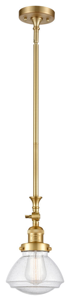 Olean 1 Light Mini Pendant, Satin Gold, Seedy