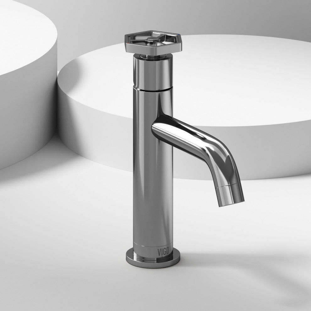 VIGO Ruxton 8" H Single Handle Single Hole Bathroom Faucet, Chrome, Without Extras
