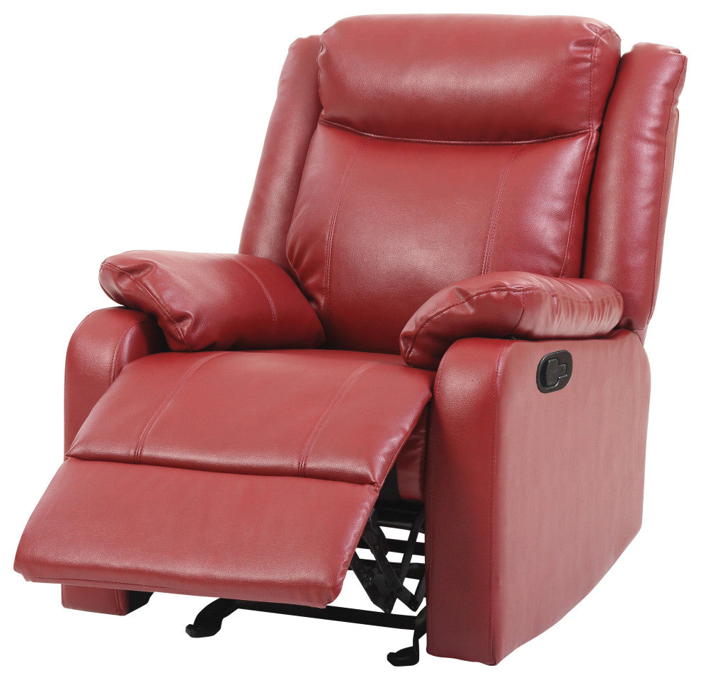 Osino Faux Leather Rocker Recliner, Red