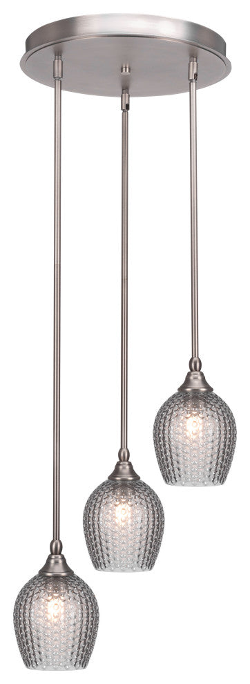 Empire 3-Light Cluster Pendalier, Brushed Nickel/Smoke Textured