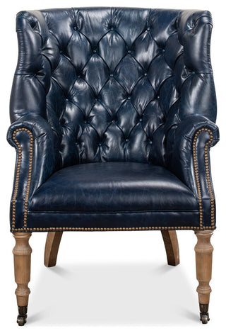 Georgian Barrel Back Wingchair - Chateau Blue