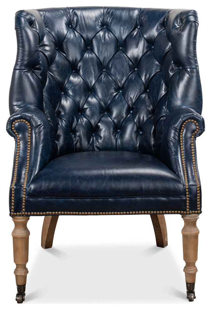 Georgian Barrel Back Wingchair - Chateau Blue