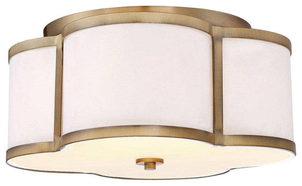 3-Light Semi-Flush Mount, Natural Brass