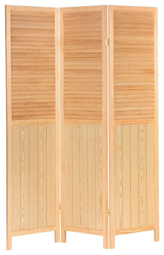 6' Tall Louvered Beadboard Room, Natural, 3 Panel