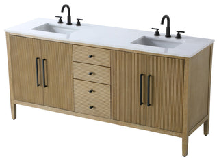 Home Living 72" Double Bathroom Vanity, Linen Oak