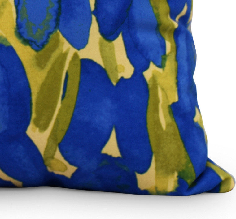 Sunset Tulip Garden Decorative Floral Throw Pillow, Blue, 16"