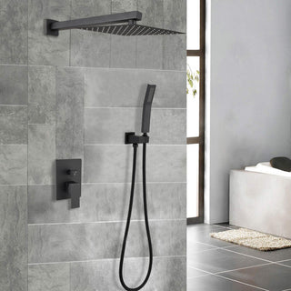 12" Wall Mounted Shower System Shower Combo, Matte Black
