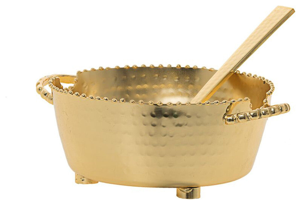 Small Dip Container Holder With Spoon, Gold