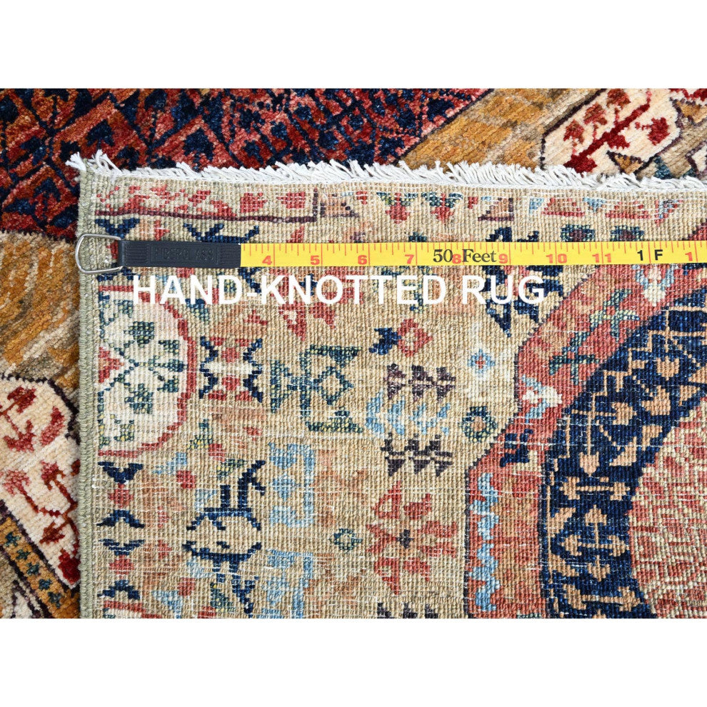 White, Mamluk Design, Soft Wool, Hand Knotted, Runner Oriental Rug, 2'5"x10'3"