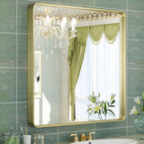 Metal Frame Decorative Rectangular Wall Mount Mirror, Gold, 36"x36"