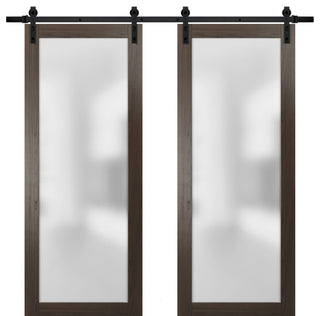 Planum 2102 Closet Double Barn Doors 64x80 Chocolate Ash & Hardware 13FT
