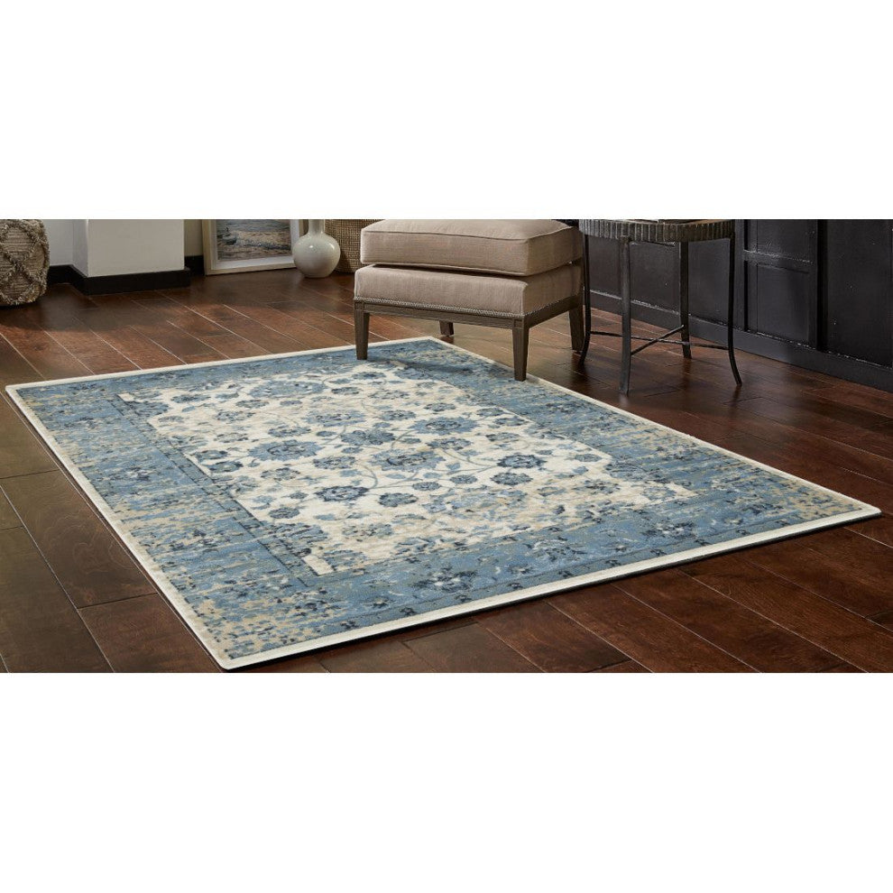 KAS Heritage 9367 Ivory/Blue Elegance Area Rug, 7'7" x10'10"