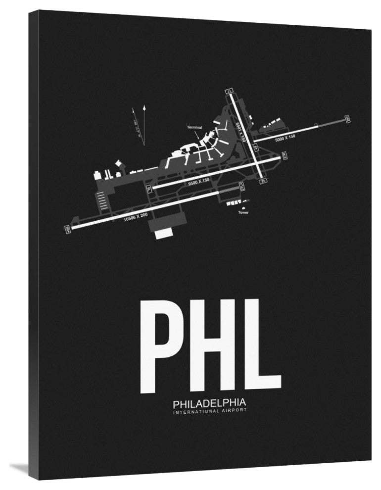 "PHL Philadelphia Airport Black" Fine Art Print