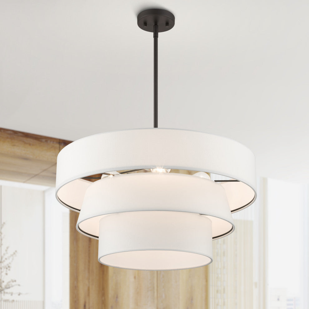 Livex Lighting Warrenville 4-Light Bronze Pendant Chandelier
