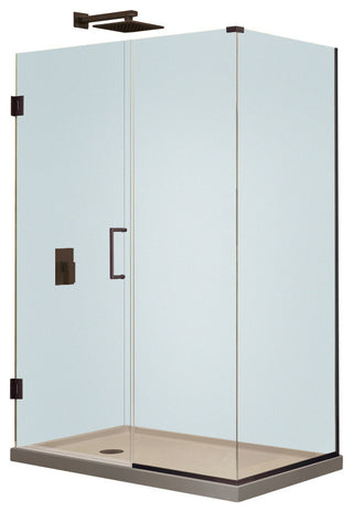 Unidoor Plus 32.5"Wx34.38" DFrameless Hinged Shower Enclosure, Oil Rubbed Bronze