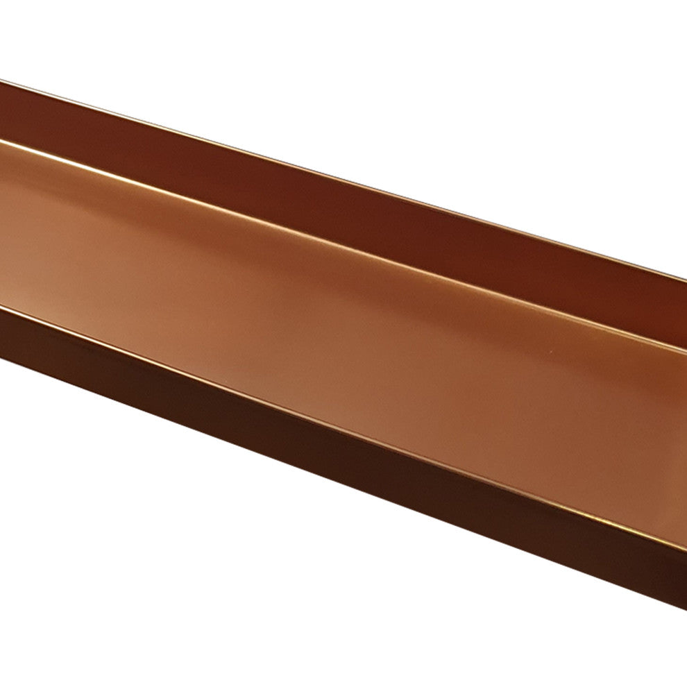 Benzara BM195220 Metal Window sill Plant Tray With Trim Edges, Large, Copper