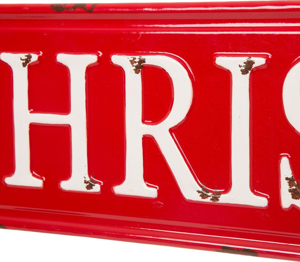 45.75" Enameled Metal "MERRY CHRISTMAS" Wall Sign