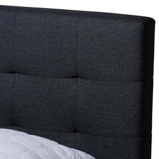 Modern Dark Grey Fabric Upholstered Full Size Platform Bed with 2-Nightstand