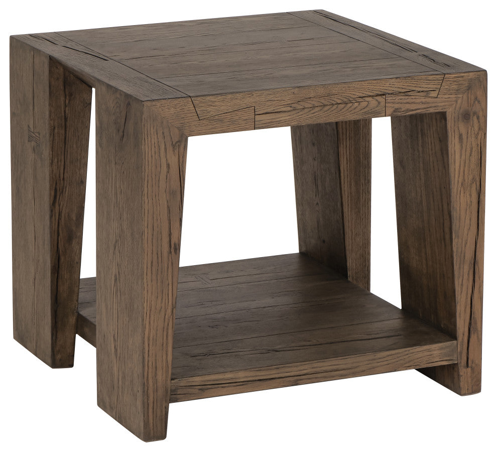 Troy Oak End Table, Antique Brown