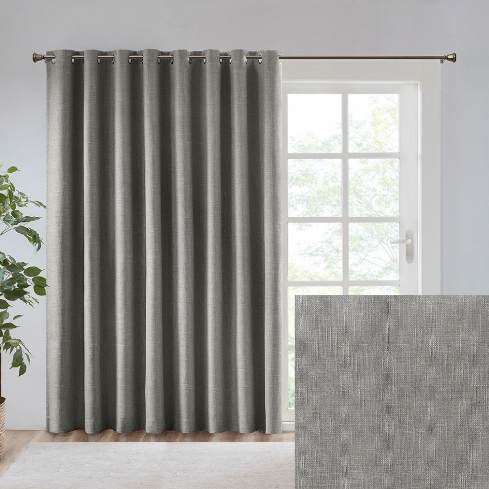 SunSmart Maya Printed Heathered Blackout Window Patio Panel, Grey