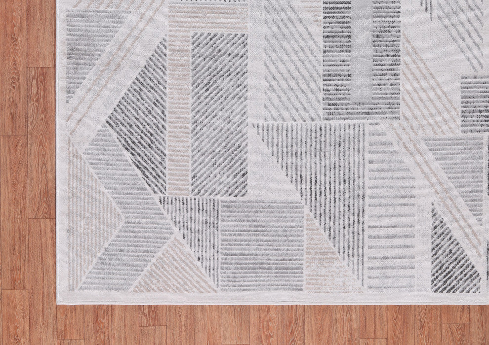 Low-Pile Auden Gray/Beige Rug, Gray, 10'x14'