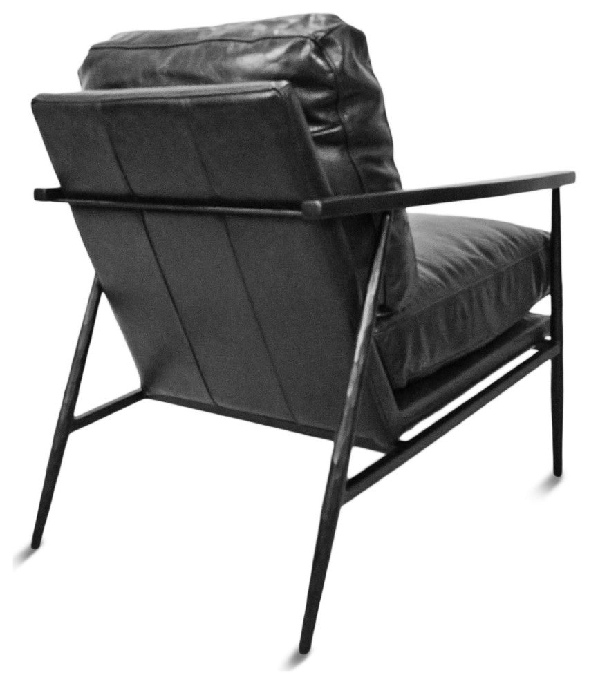 Charcoal Black Leather Club Chair