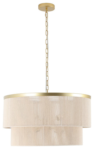 GetLedel 23.8" 6-Light Dimmable Handwoven Drum Chandelier, Gold