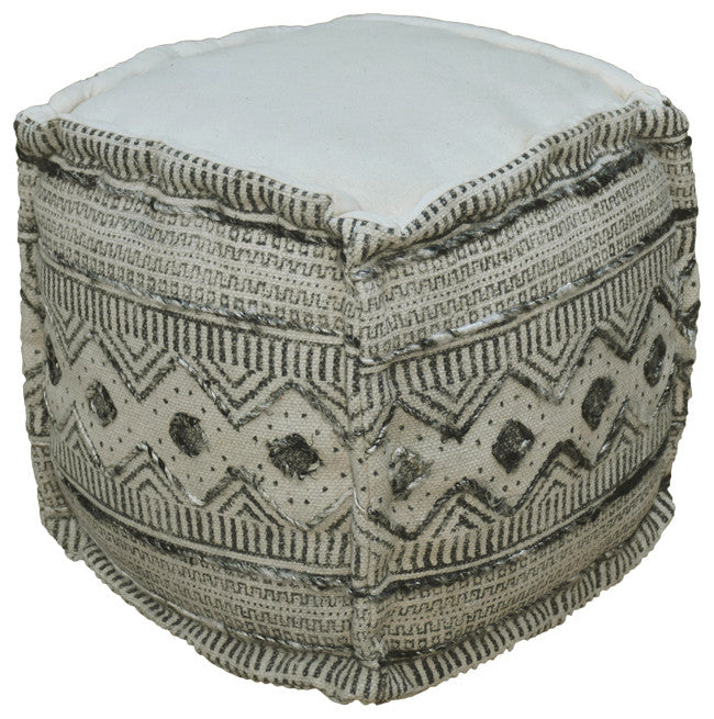 Contemporary Handmade Cotton Pouf, 14x14x14