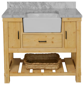 Charlotte 42" Bathroom Vanity, Drift Wood, Carrara Marble