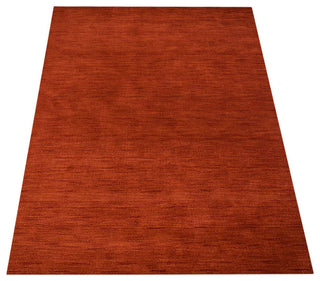 Hand Knotted Loom Wool Area Rug Solid Light Red, [Rectangle] 3'x5'