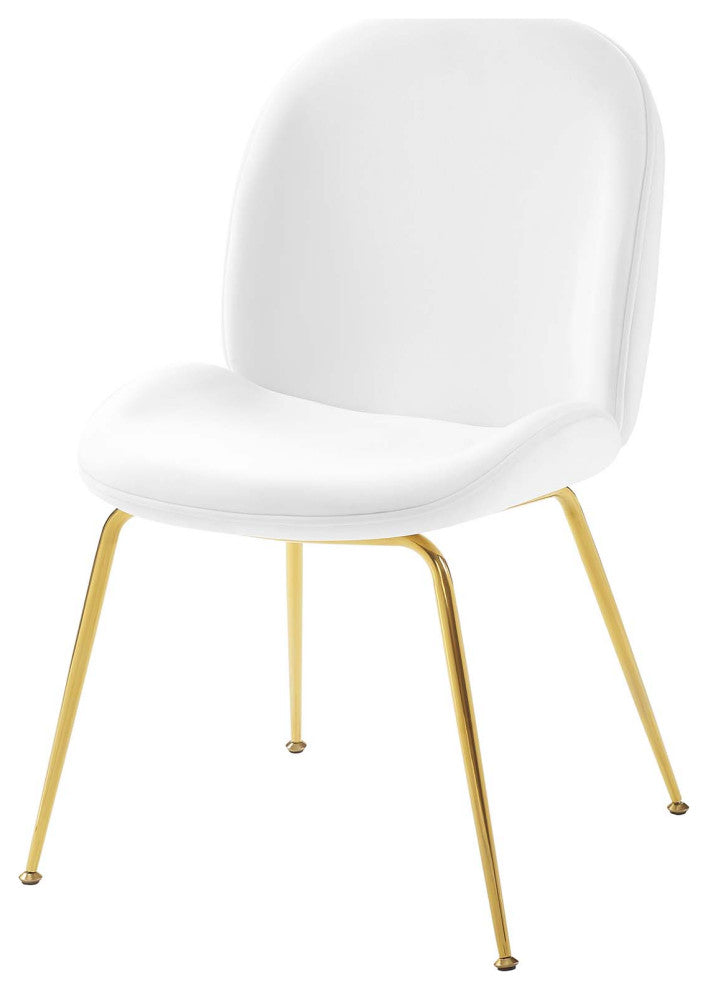 Side Dining Chair, Velvet, Metal, White, Modern, Bistro Restaurant Hospitality