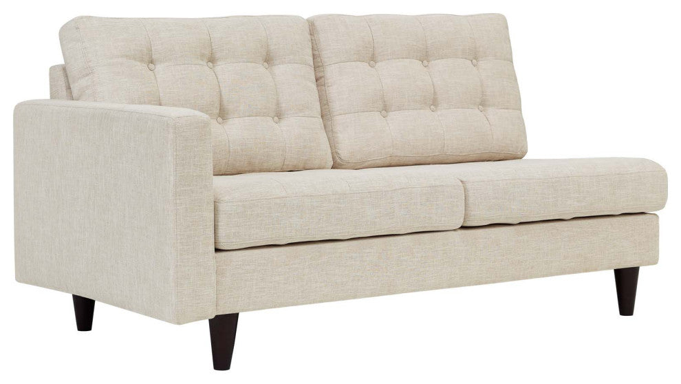 Modern Beige Empress Left-Facing Upholstered Fabric Loveseat