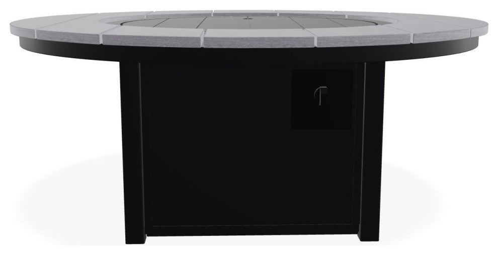 54" Round Marine Grade Fire Table with Propane Shelf, Black/Cape Gray