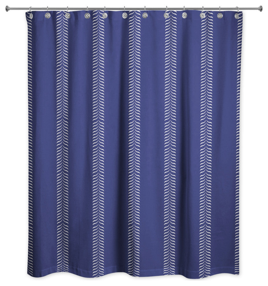 Navy Lines 71x74 Shower Curtain