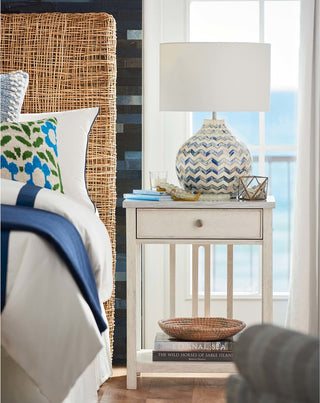 Chevron Bone Table Lamp, Indigo