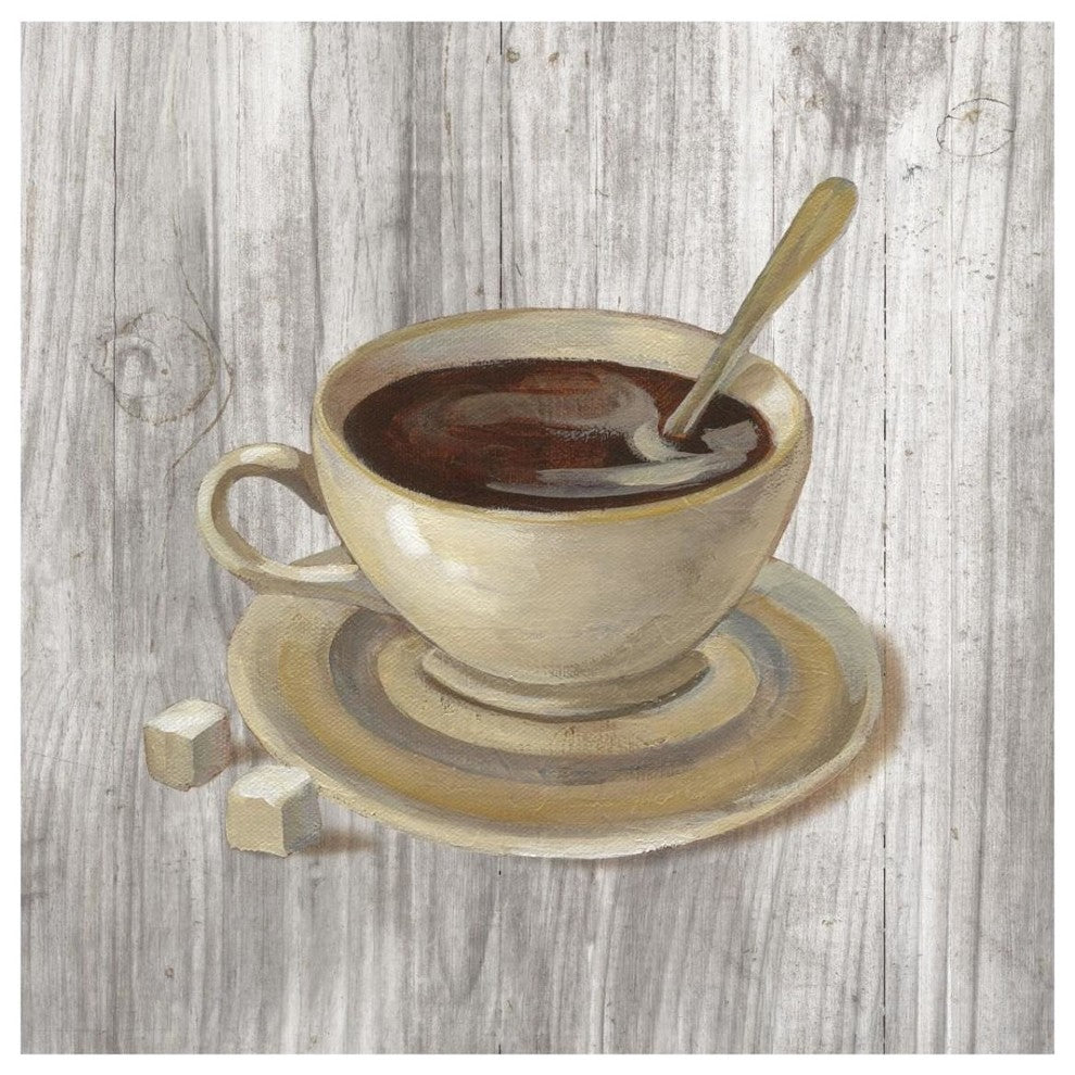 "Coffee Time VI on Wood" Digital Paper Print by Silvia Vassileva, 32"x32"