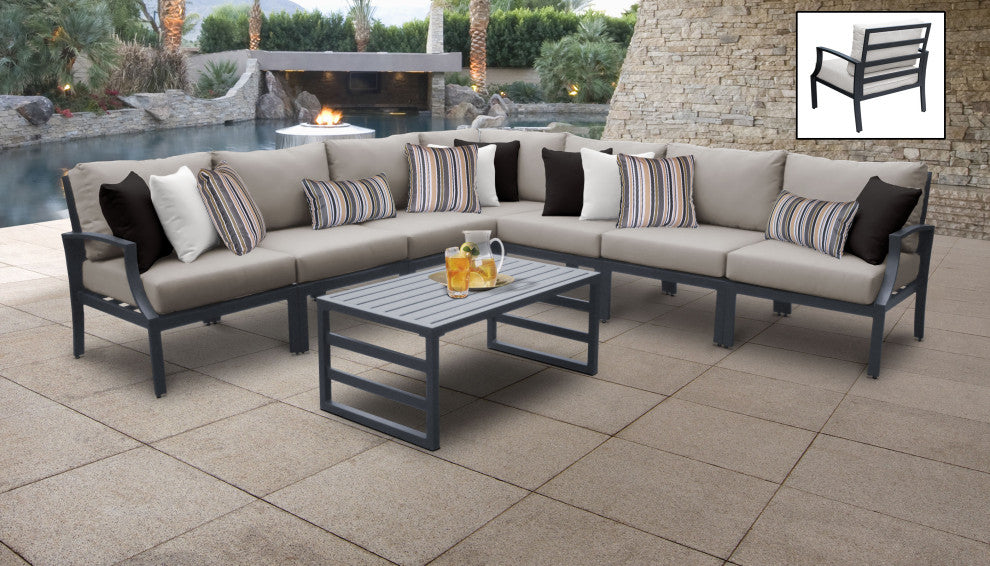 Lexington 8 Piece Outdoor Aluminum Patio Furniture Set 08a Beige