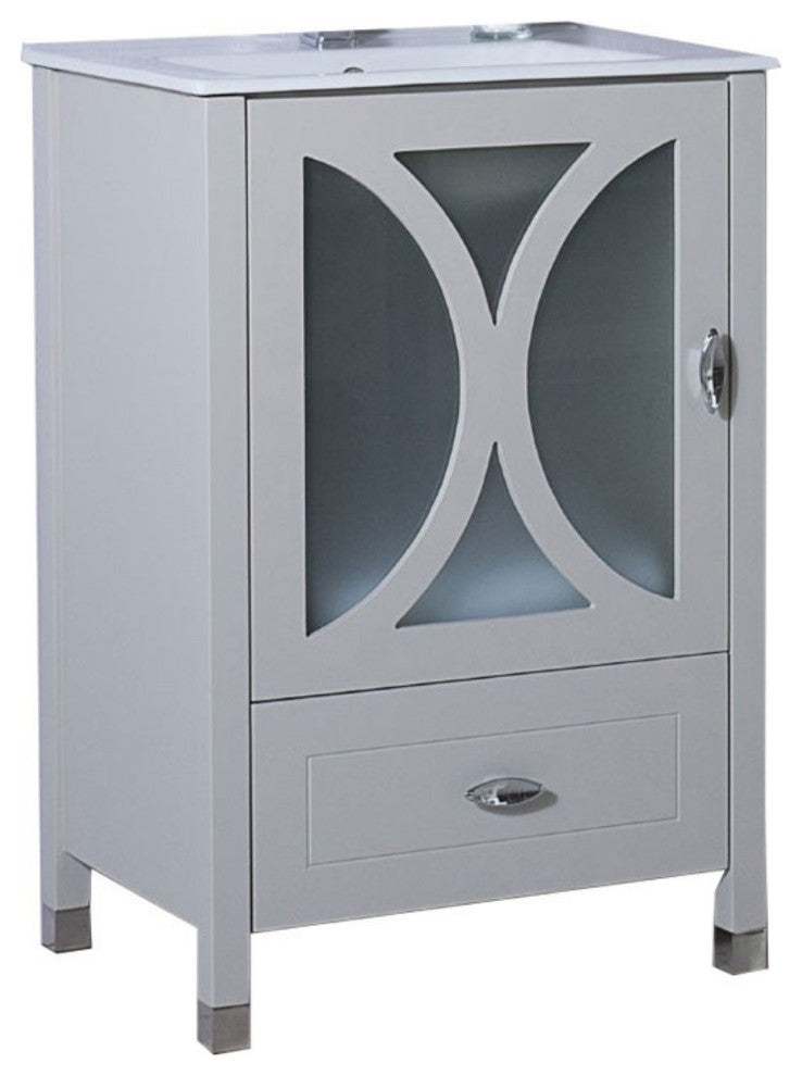 24" Single Sink Vanity-Manufactured Wood-Light Gray