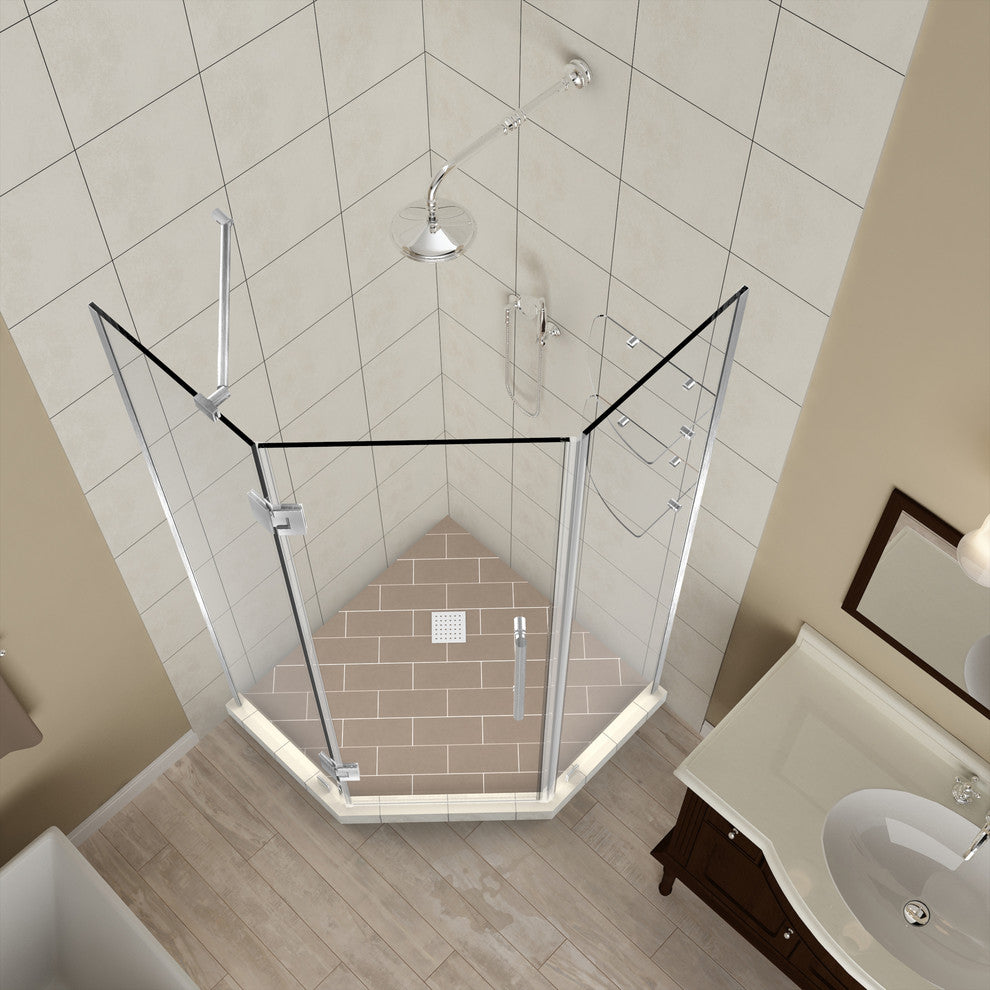 Merrick GS Frameless Neo-Angle Shower, Stainless, StarCast Coating, 38-38.5x72"