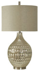 Bubble Glass Finished in Northbay On A Silver Base Sparkle Fabric Drum Shade