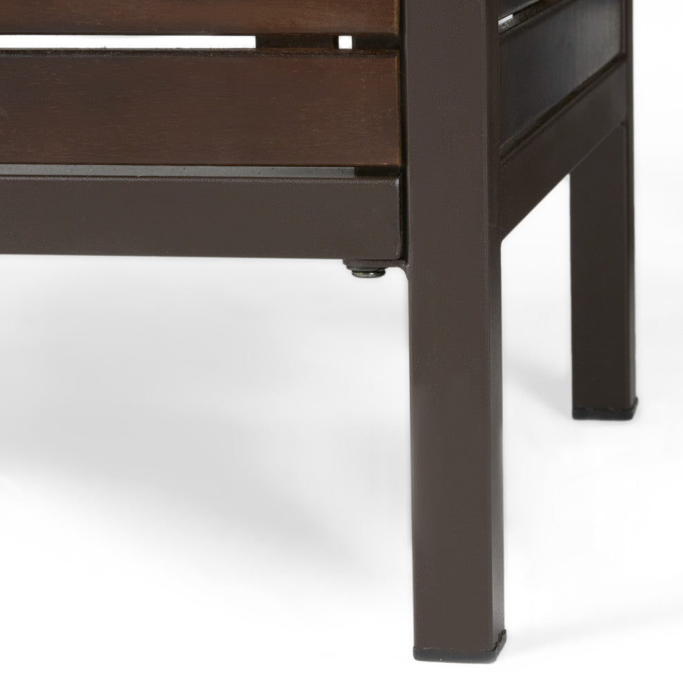 GDF Studio 3-Piece Isabel Brown Acacia and Rustic Metal Bar With Barstools, set