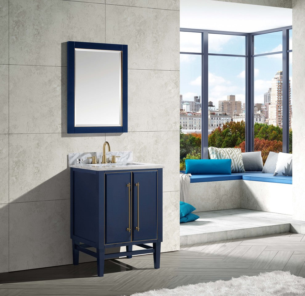 Mason 24" Vanity Only, Navy Blue With Matte Gold Hardware