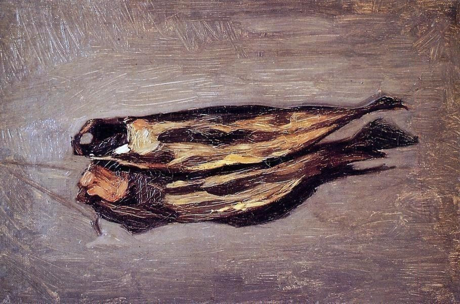 Jean Frederic Bazille Two Herrings, 18"x27" Gallery Wrapped Canvas Print