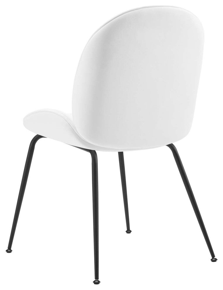 Side Dining Chair, Set of 2, Velvet, Metal, White, Modern, Bistro Restaurant