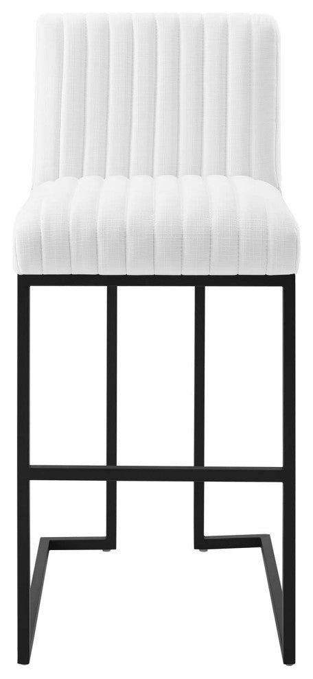 Tufted Bar Stool Chair Barstool, Fabric, Metal, White, Modern, Bar Pub Bistro